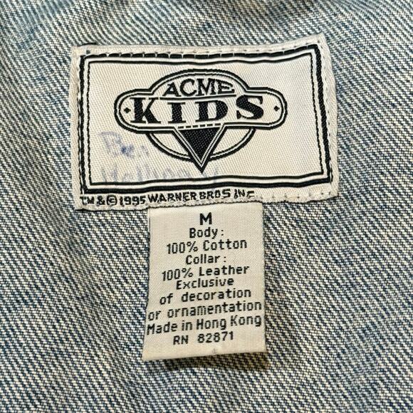 Vintage Kids Medium Warner Bros Cartoon Tasmanian Devil Outlaw Denim Jacket - Picture 6 of 16